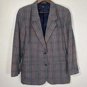 Liz Claiborne Collection SZ 10 Multicolored Wool Long Sleeve Mid-Length Blazer